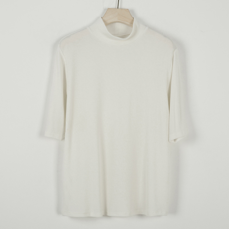 春季新款氣質休閑半高領半袖打底衫