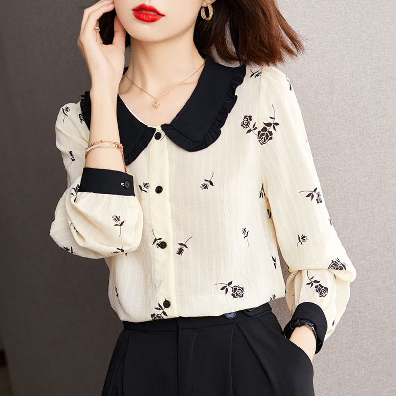 法式溫柔甜美氣質蝴蝶結雪紡襯衫