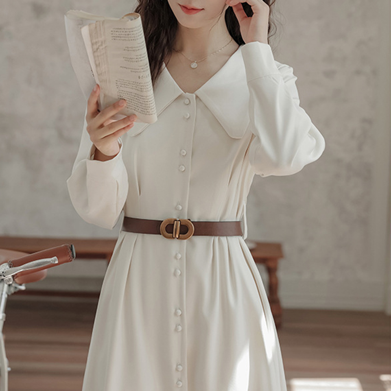 法式溫柔風初戀桔梗氣質收腰顯瘦襯衫裙