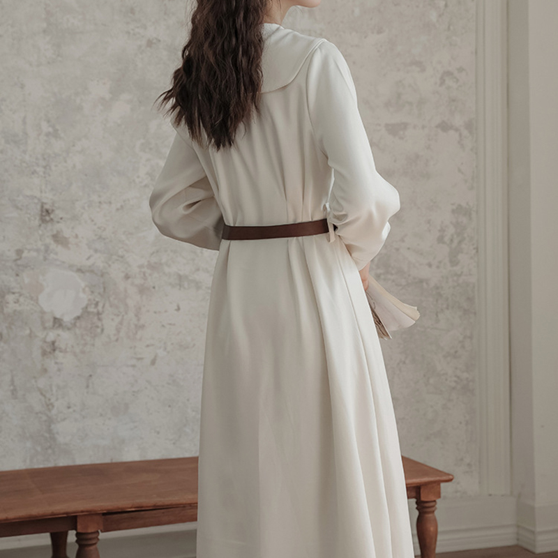 法式溫柔風初戀桔梗氣質收腰顯瘦襯衫裙