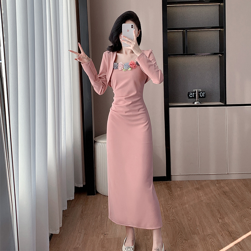 甜美花朵時尚連衣裙套裝