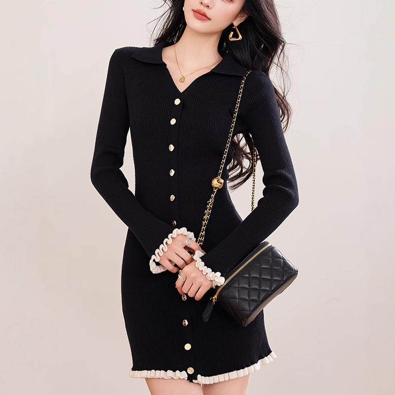 法式氣質絕美穿搭高級感黑色小香風連衣裙