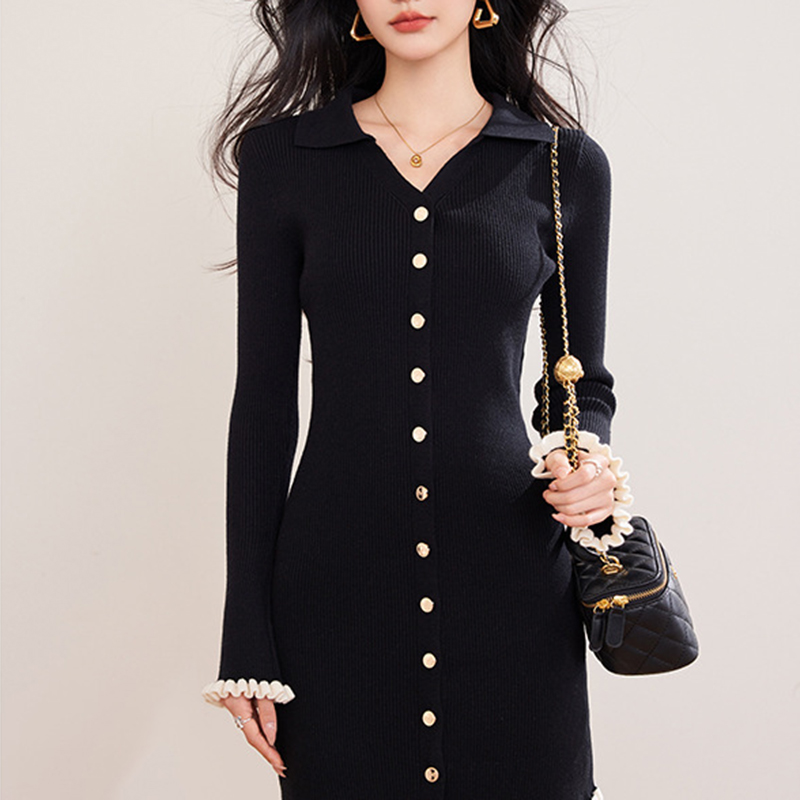 法式氣質絕美穿搭高級感黑色小香風連衣裙