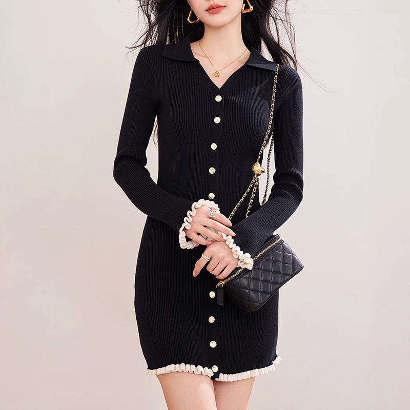 法式氣質絕美穿搭高級感黑色小香風連衣裙