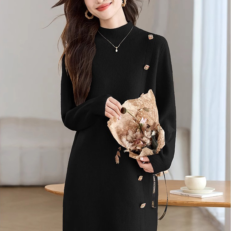 時尚氣質設計感中長款可配大衣毛衣裙