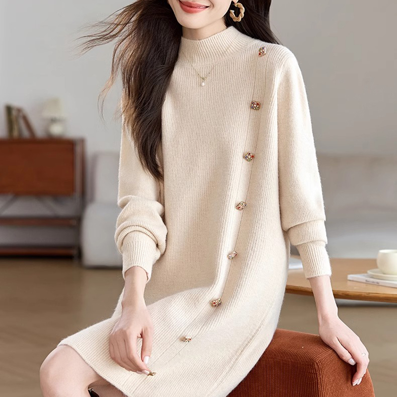 時尚氣質設計感中長款可配大衣毛衣裙