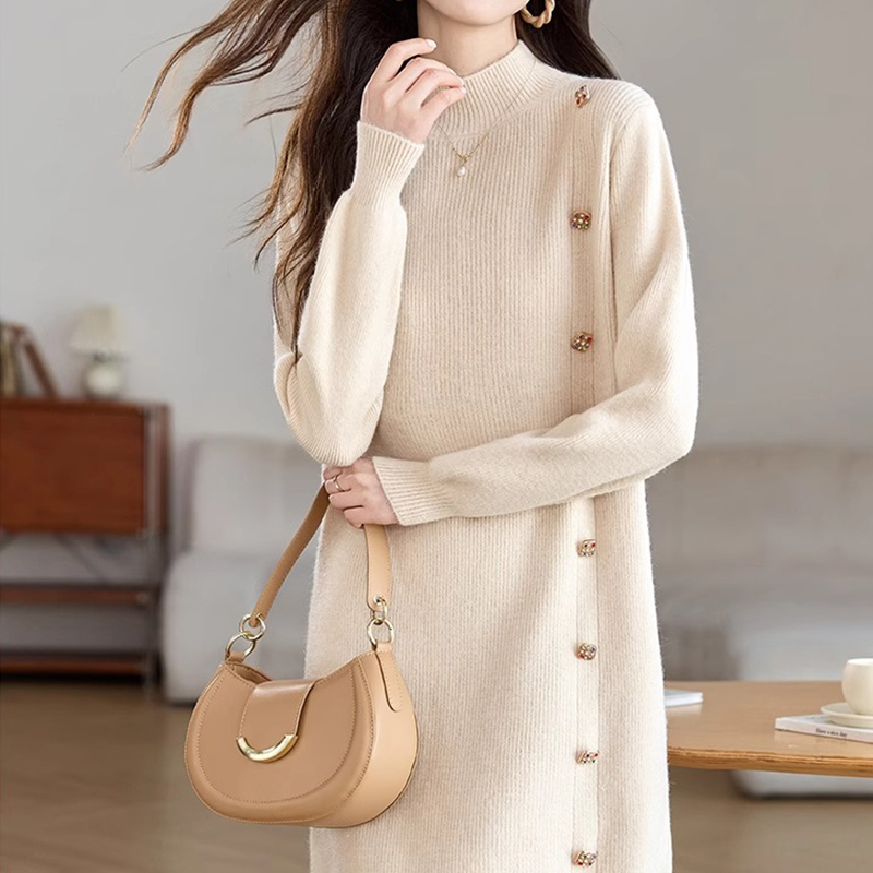 時尚氣質設計感中長款可配大衣毛衣裙