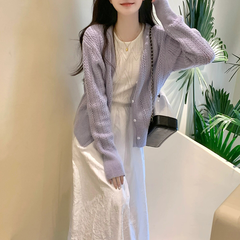 春夏溫柔風氣質馬海毛針織衫