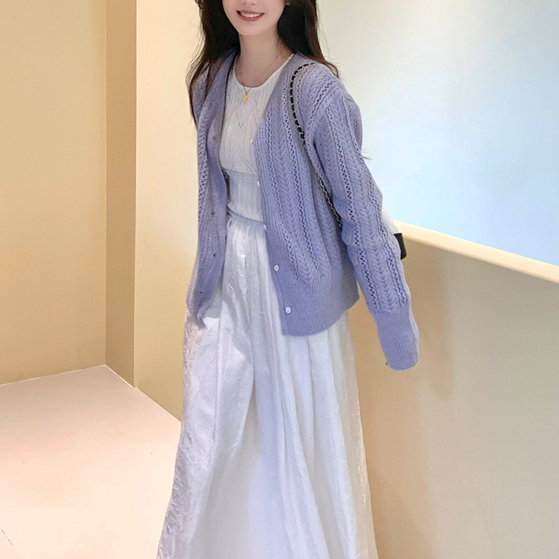 春夏溫柔風氣質馬海毛針織衫