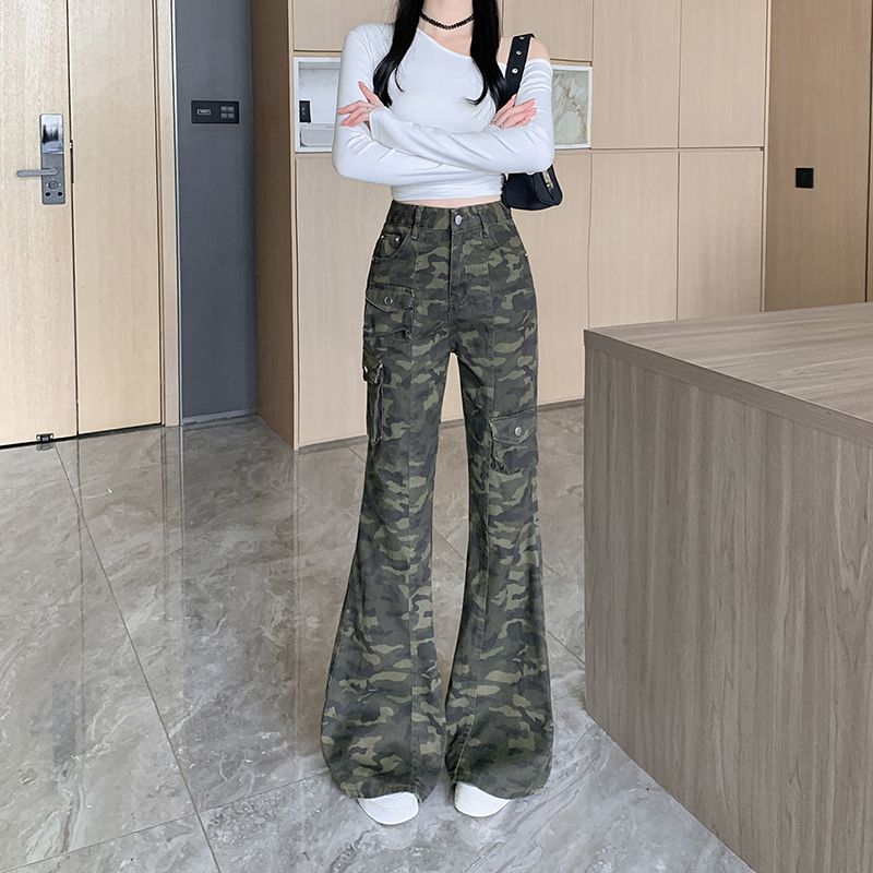 美式迷彩顯瘦顯胯工裝牛仔褲