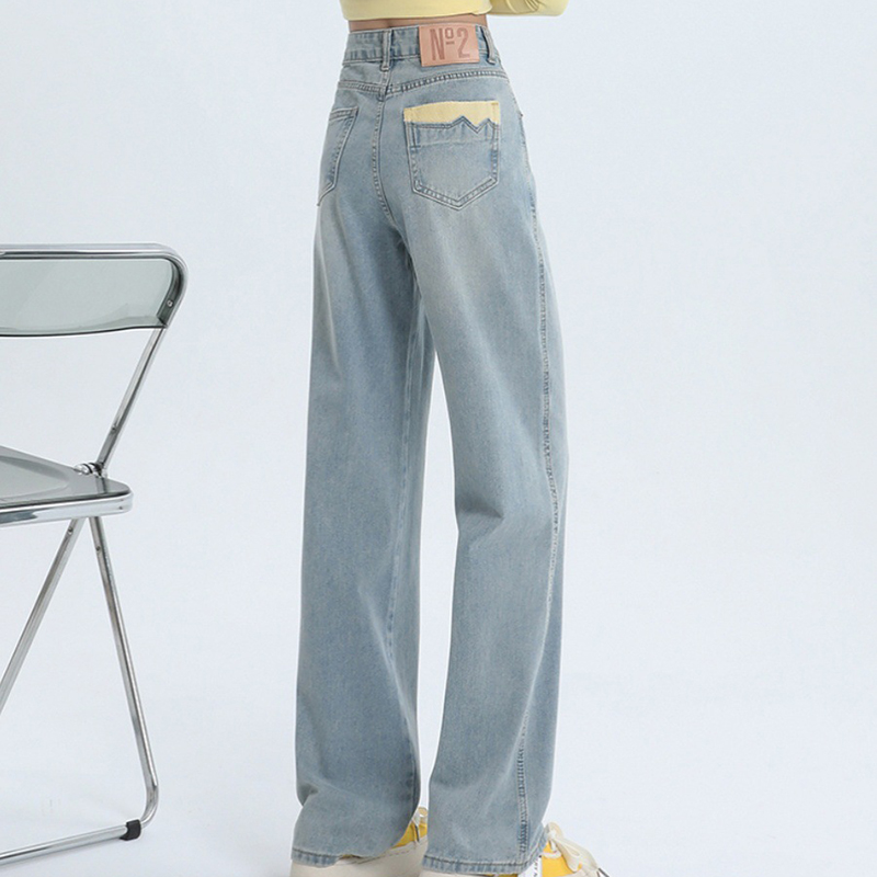 春季新款寬鬆垂感直筒高腰闊腿褲子
