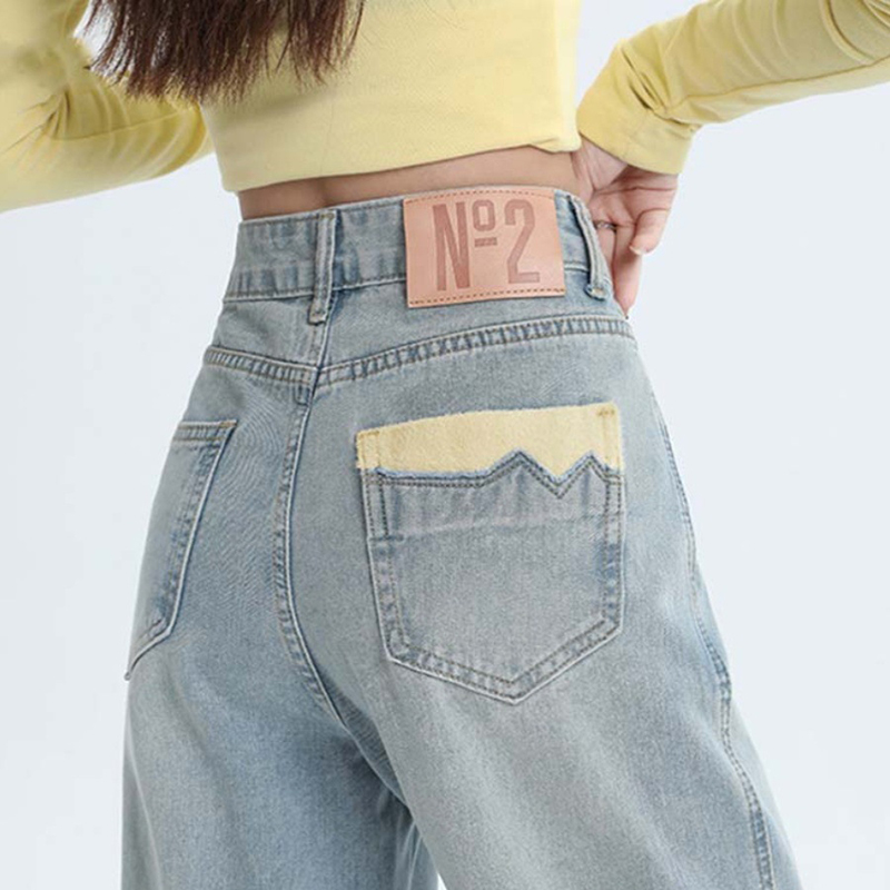 春季新款寬鬆垂感直筒高腰闊腿褲子