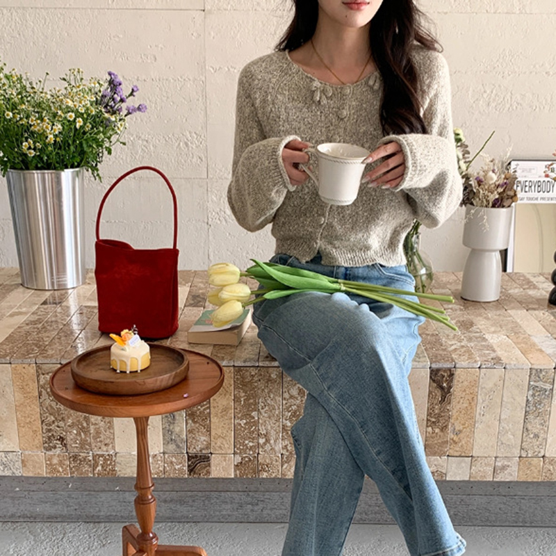 氛圍感星空花紗蝴蝶結針織開衫