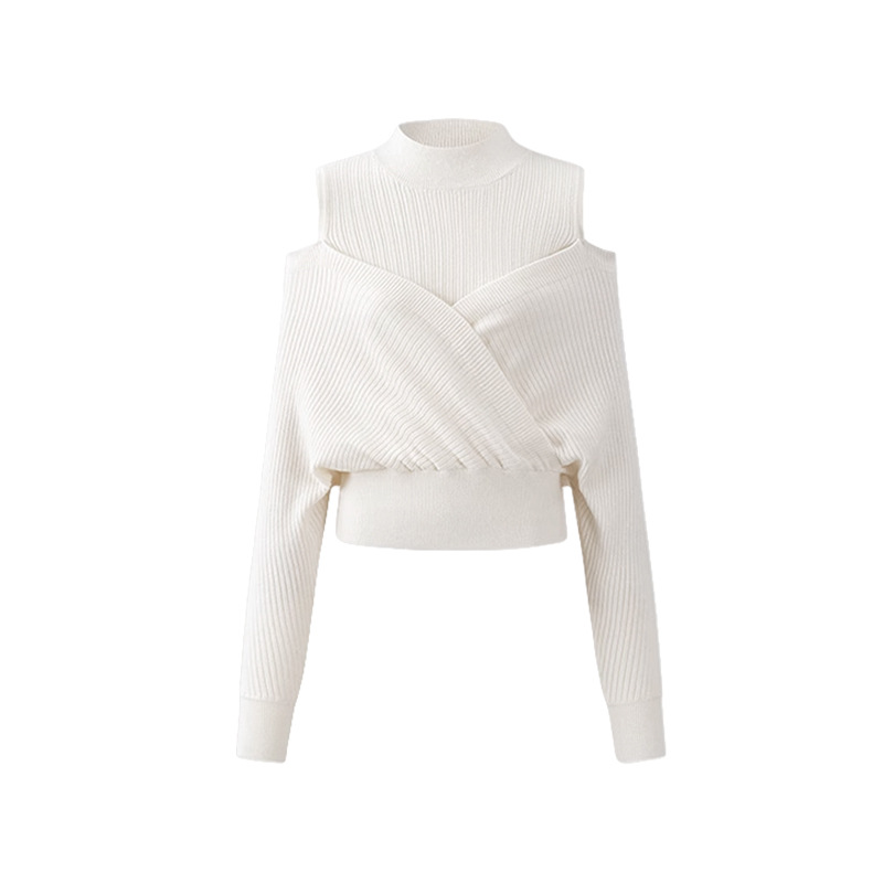 韓系溫柔小香風春季露肩毛衣