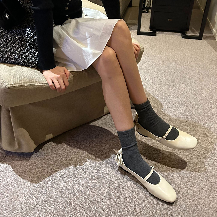 韓系圓頭淺口蝴蝶結舒適女鞋