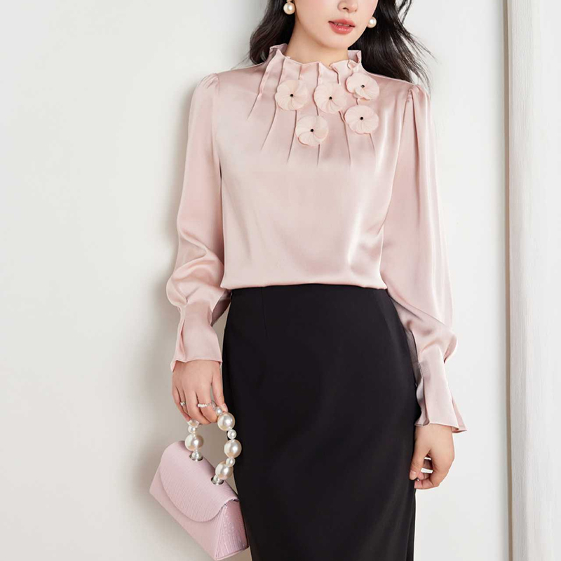 法式復古春秋溫柔荷葉邊奶油襯衫