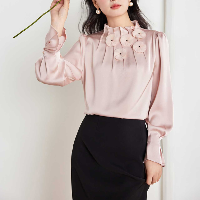 法式復古春秋溫柔荷葉邊奶油襯衫