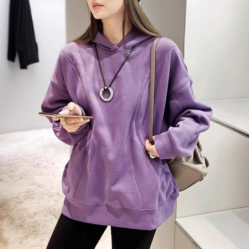 日系寬鬆慵懶風LULU括弧圓領衛衣