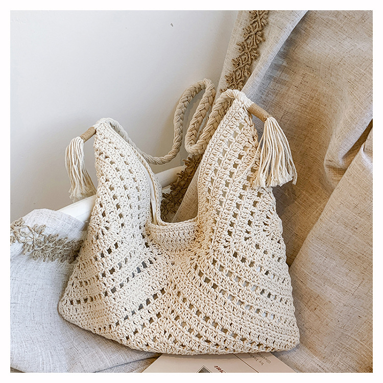 慵懶風時尚休閑大容量編制托特包