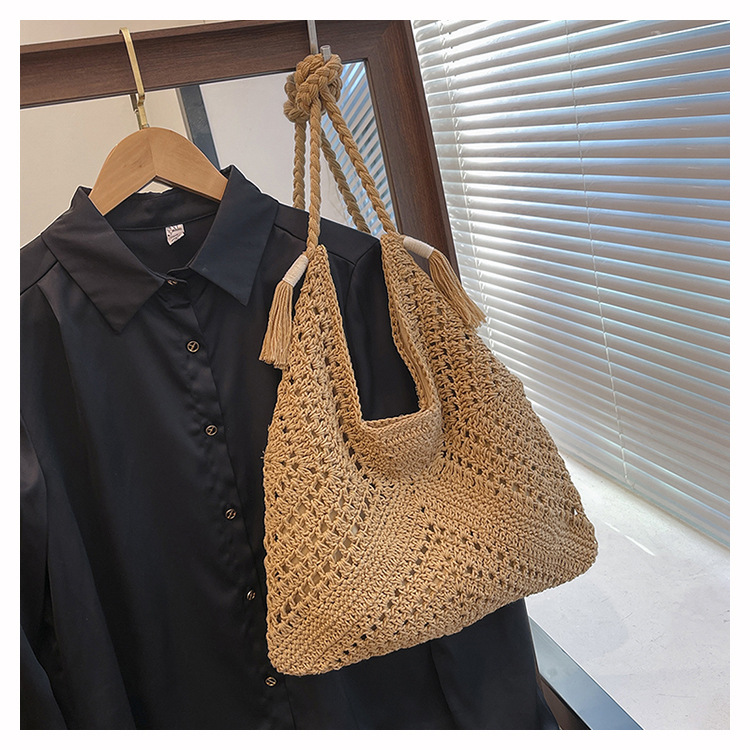 慵懶風時尚休閑大容量編制托特包