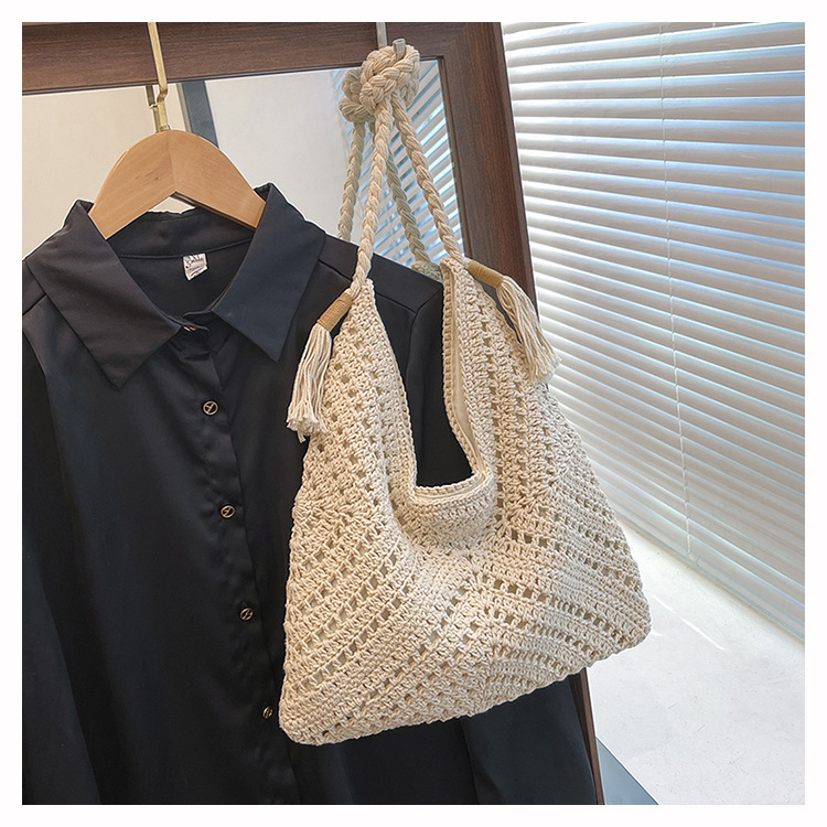 慵懶風時尚休閑大容量編制托特包