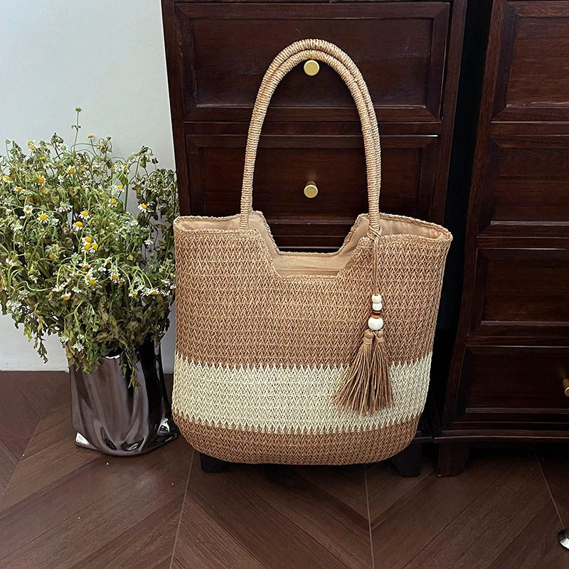 春夏百搭大容量草編海邊旅游托特包