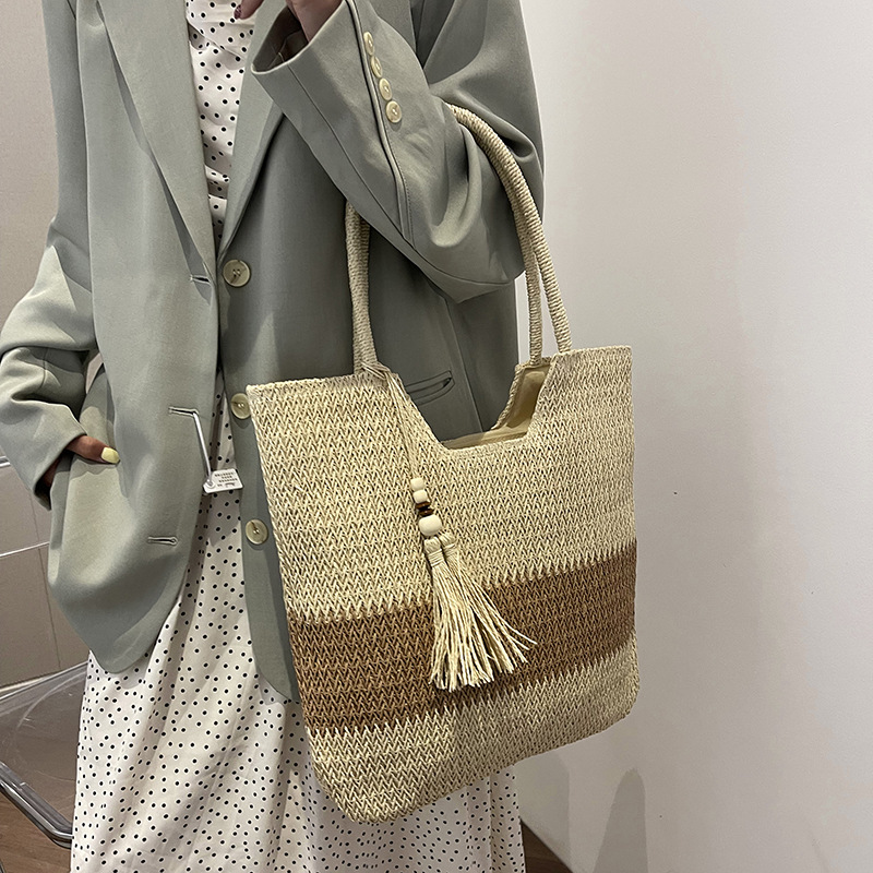 春夏百搭大容量草編海邊旅游托特包