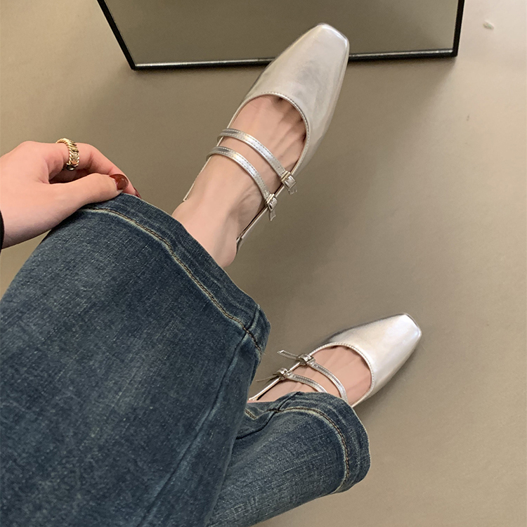 韓版氣質仙女風溫柔通勤粗跟瑪莉珍鞋