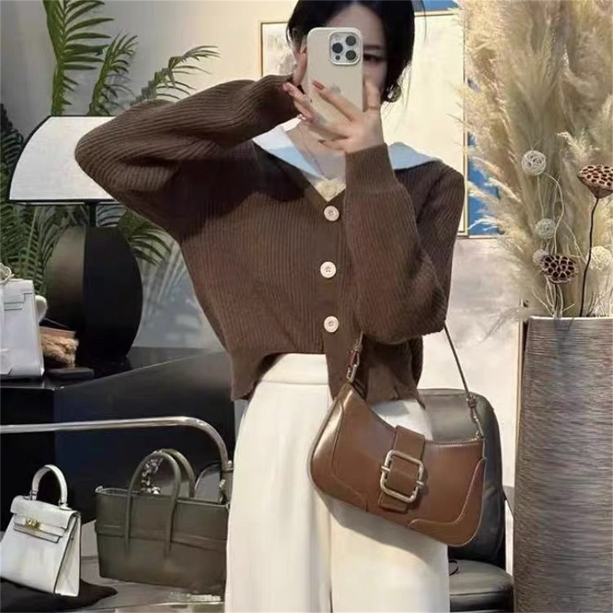 韓系甜美拼接假兩件連帽針織開襟衫