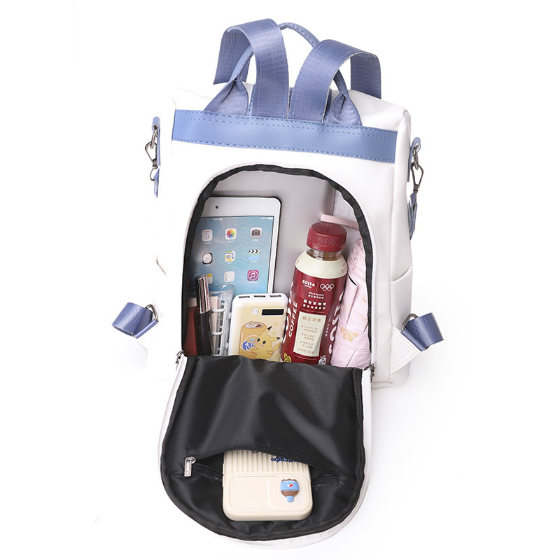 PU軟皮質感雙肩包時尚大容量防盜旅行包