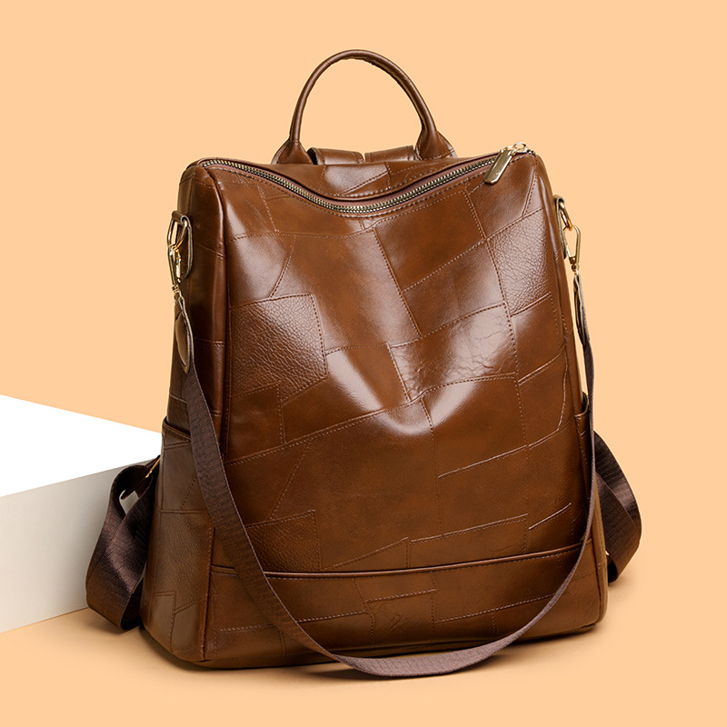 小眾拼接設計休閒多功能通勤大容量雙肩包