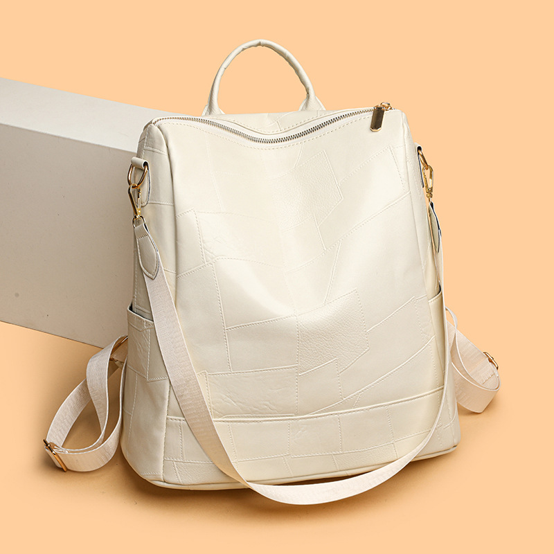 小眾拼接設計休閒多功能通勤大容量雙肩包