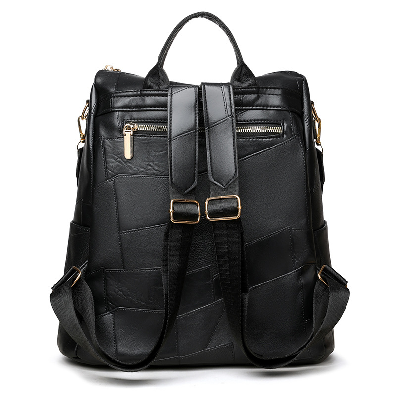 小眾拼接設計休閒多功能通勤大容量雙肩包