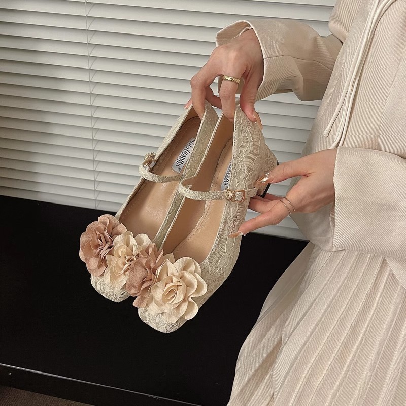 溫柔復古粗跟設計感仙女新中式單鞋