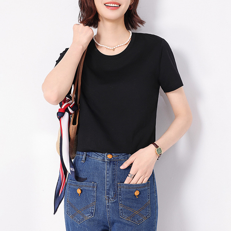 經典佰搭純色寬鬆顯瘦正肩短袖t卹