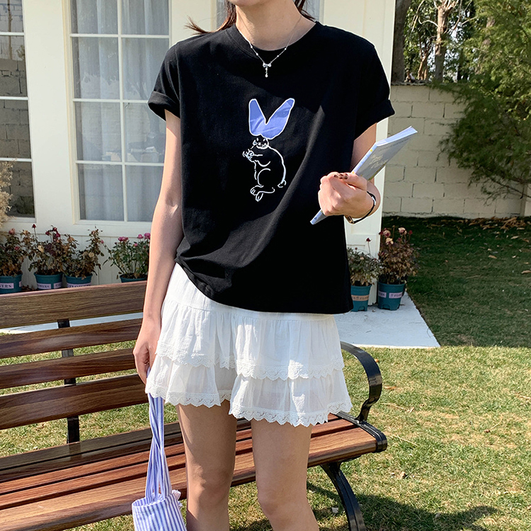 減齡兔子印花百搭圓領短袖T卹