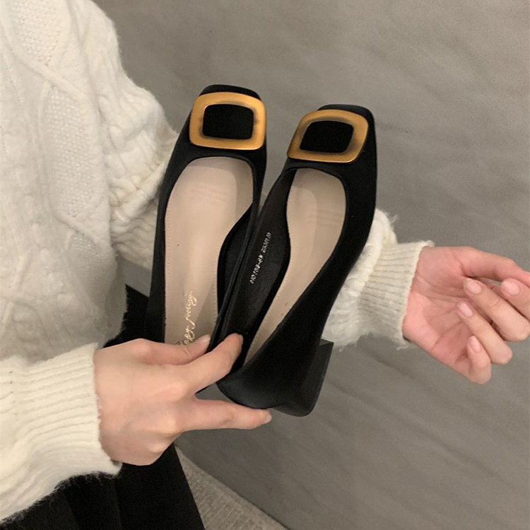 通勤百搭法式小香風單鞋高跟鞋