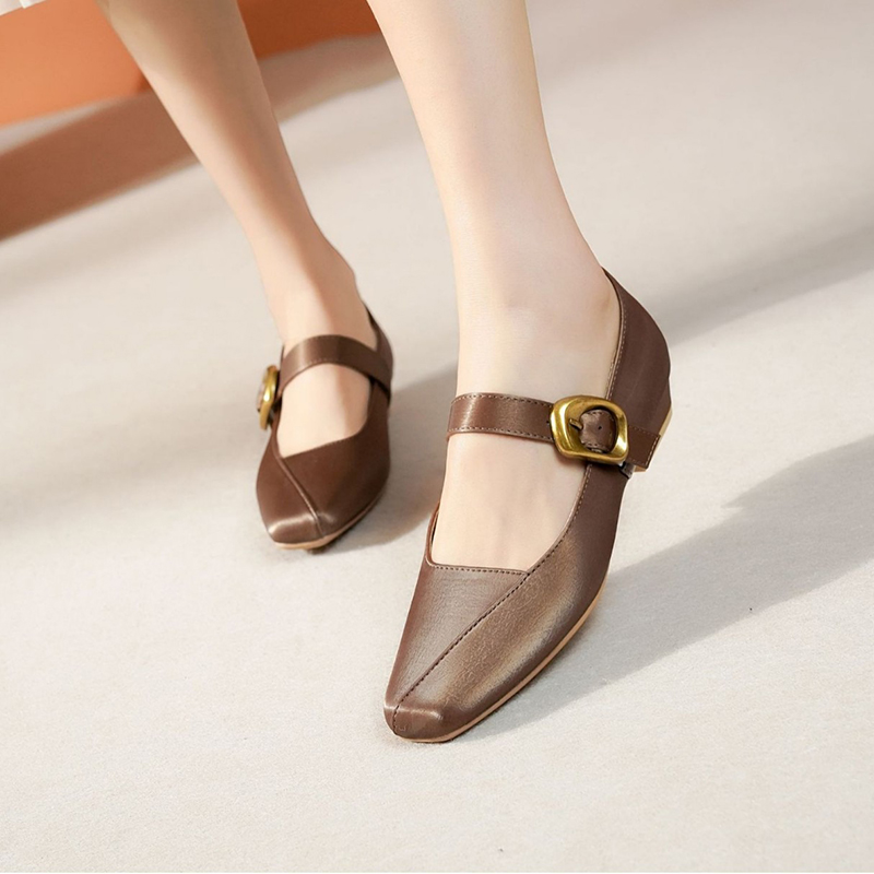 春季新款格絲綢時尚方頭瑪麗珍鞋