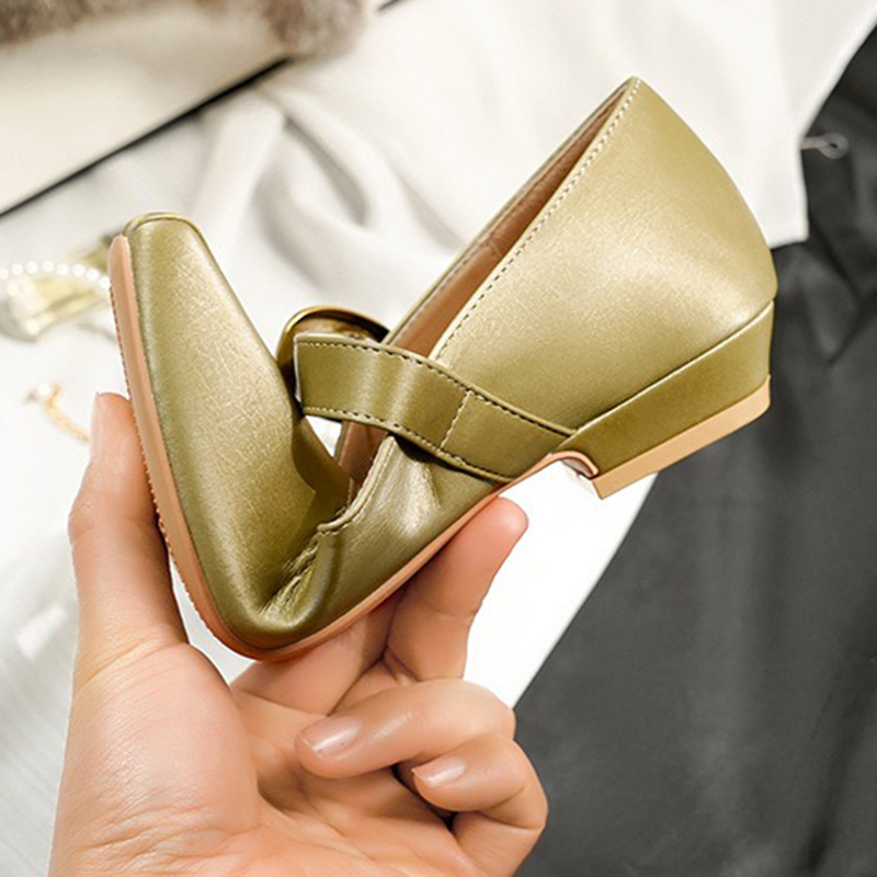 春季新款格絲綢時尚方頭瑪麗珍鞋