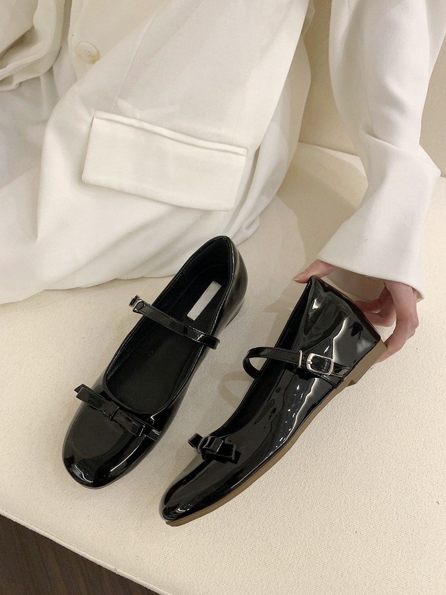 法式復古通勤內增高瑪莉珍小皮鞋