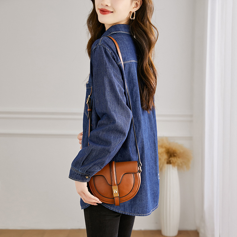 復古高級感純棉寬鬆顯瘦丹寧襯衫