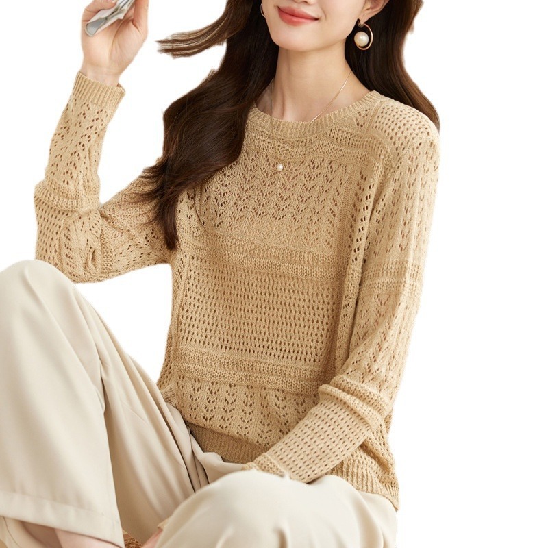 日常通勤溫柔短鏤空針織罩衫