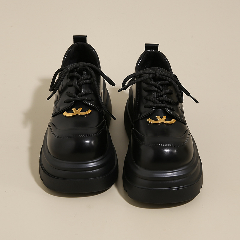 英倫學院風樂福鞋厚底增高小皮鞋