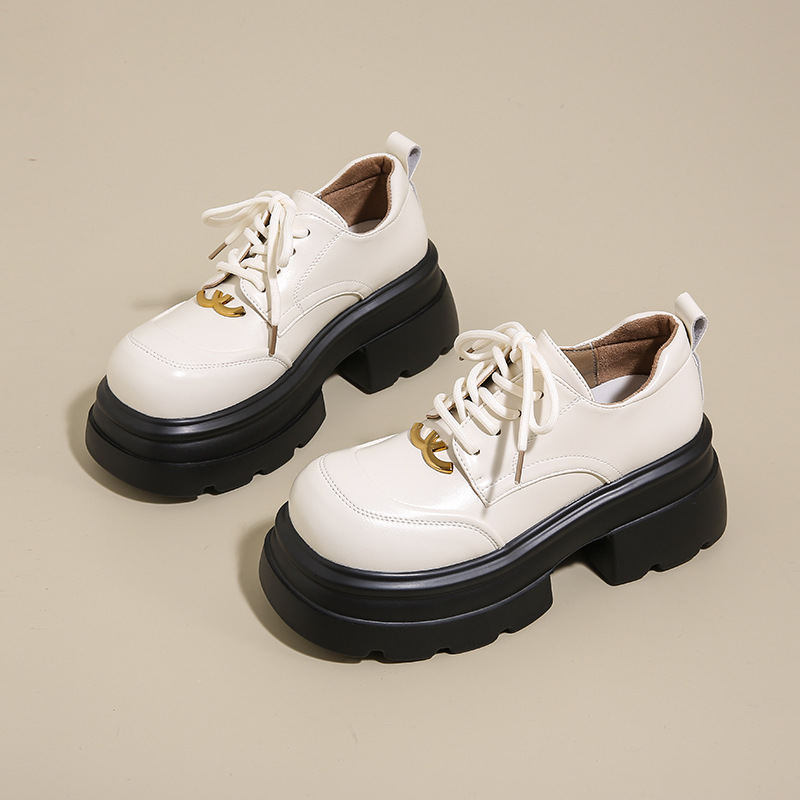 英倫學院風樂福鞋厚底增高小皮鞋