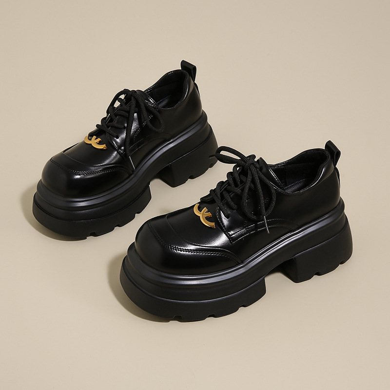 英倫學院風樂福鞋厚底增高小皮鞋