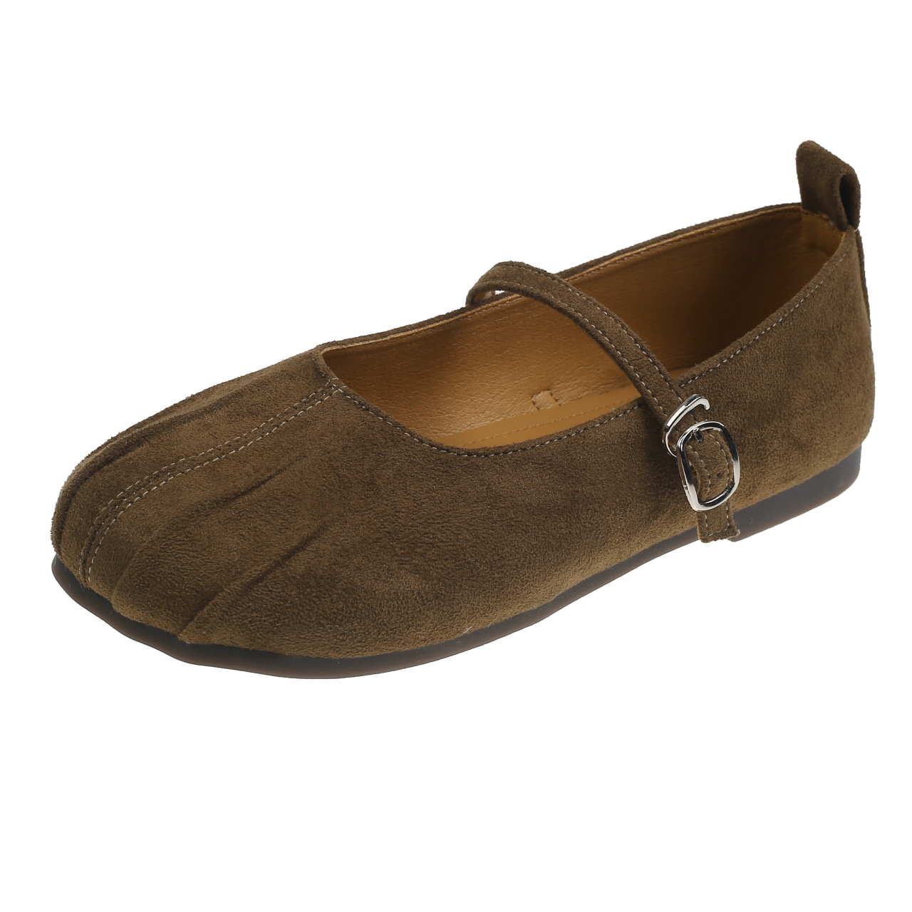 法式褶皺氣質軟底單鞋圓頭淺口瑪莉珍豆豆鞋