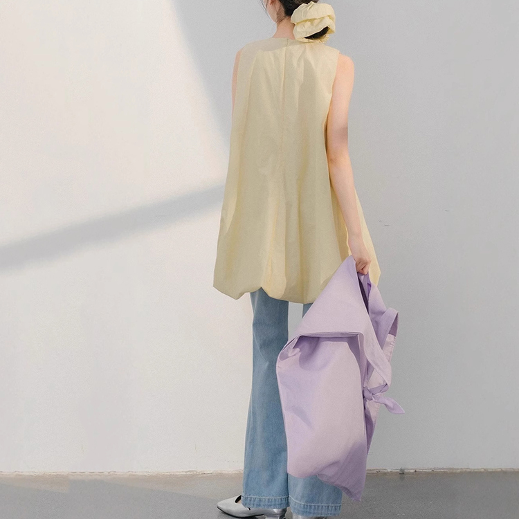 甜美度假風蓬蓬短裙小個子無袖背心花苞連身裙