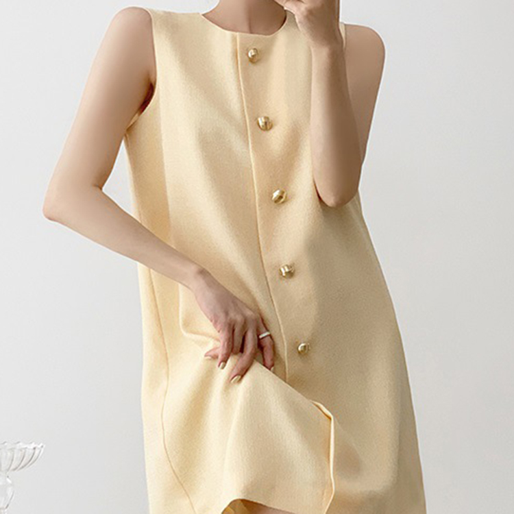 小香風法式高級肌理感無袖背心連身裙