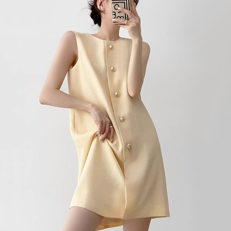 小香風法式高級肌理感無袖背心連身裙