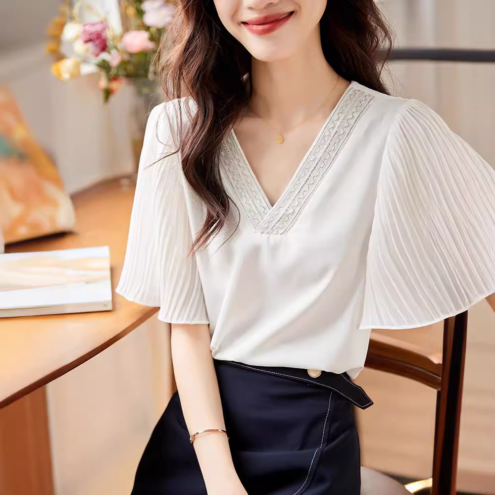 設計感小香風寬鬆洋氣荷葉邊短袖T豉